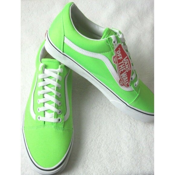 COPY - Vans Women's Old Skool Neon Green Gecko True White Canvas Skate shoes NWT - Picture 4 of 5